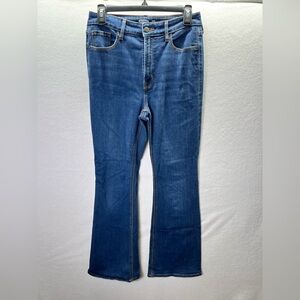 Old Navy Extra High Rise Flare Jeans Womens 8 Blue Denim Stretch Cute Chic 2572